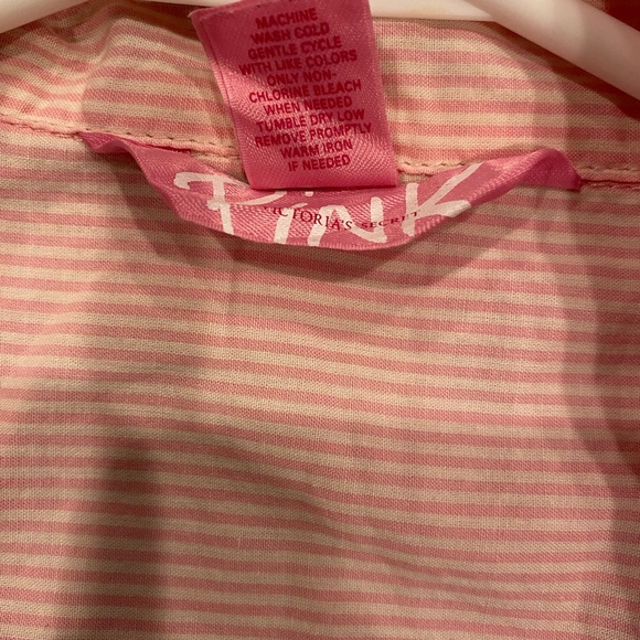 Victoria Secret’s Vintage Night Sleep Oversized Shirt Pink and White Size M - Picture 7 of 9